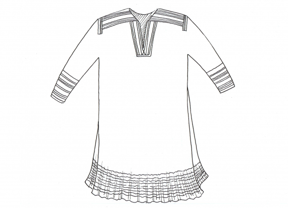 Tegning av en Kautokeino damekofte.