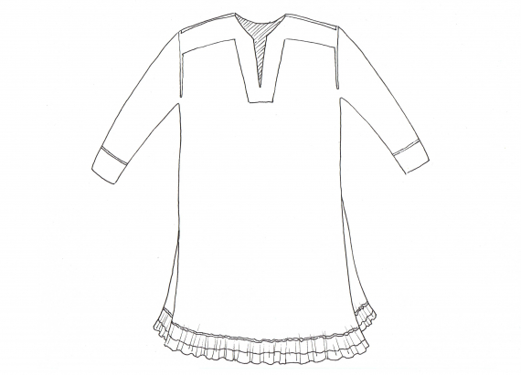 Tegning av en Karasjok damekofte.