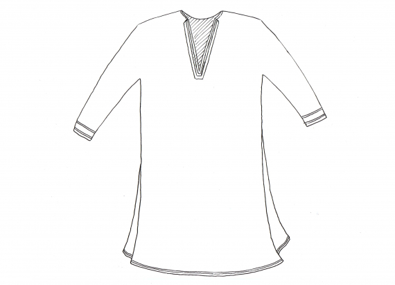 Tegning av en lulesamisk damekofte.