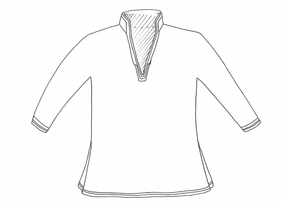 Tegning av en lulesamisk herrekofte.