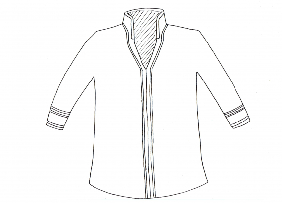 Tegning av en sørsamisk herrekofte.