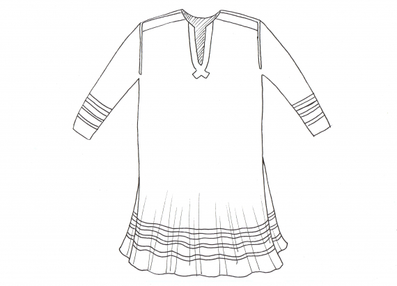 Tegning av en Karasuando damekofte.