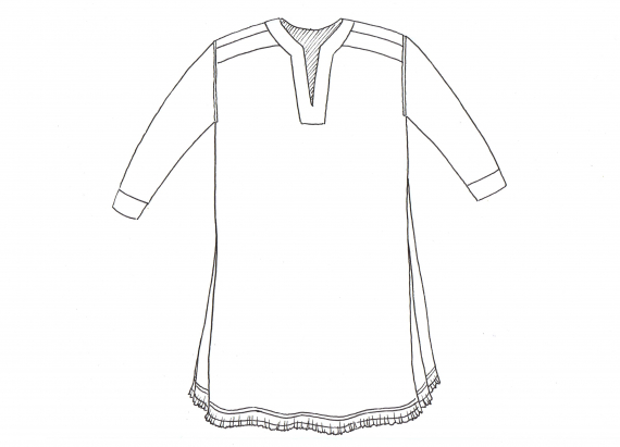 Tegning av en Tana damekofte.