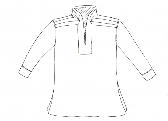 Tegning av en Tana herrekofte.