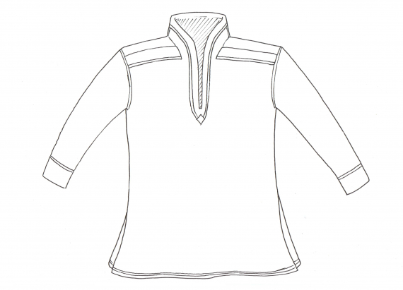 Tegning av en Lyngen herrekofte.