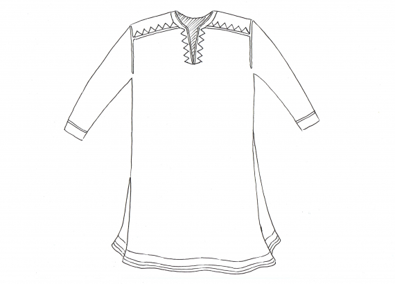 Tegning av en Sør-Varanger damekofte.