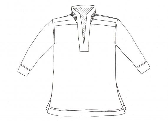 Tegning av en Sør-Varanger herrekofte.