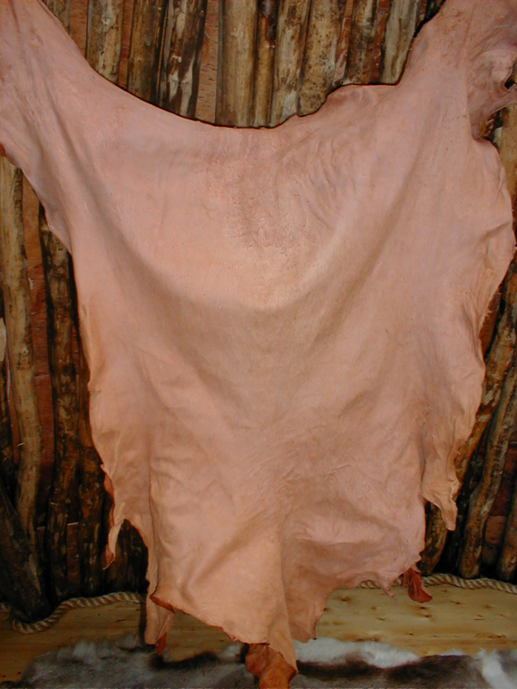 Skinn av et hjortedyr henger til tørk.