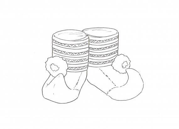 Tegning av et par Kautokeino herreskaller.