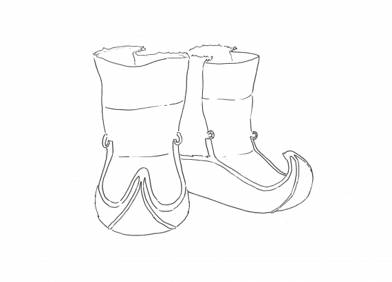 Tegning av pynteskaller laget av skinnet som er på panner til reinsdyr.