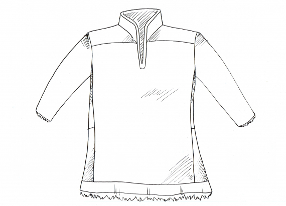 Tegnet bilde av en pesk med hårene innover.