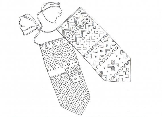 Tegning av et par strikka finvotter.