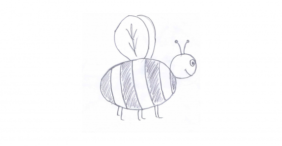 Tegning av en humle.