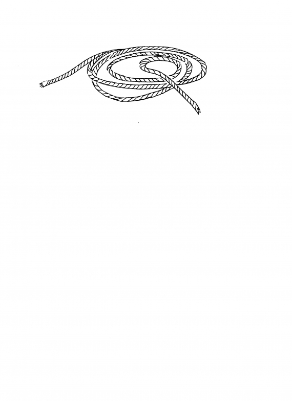 Tegnet bilde av tau som er lagt fint på bakken.