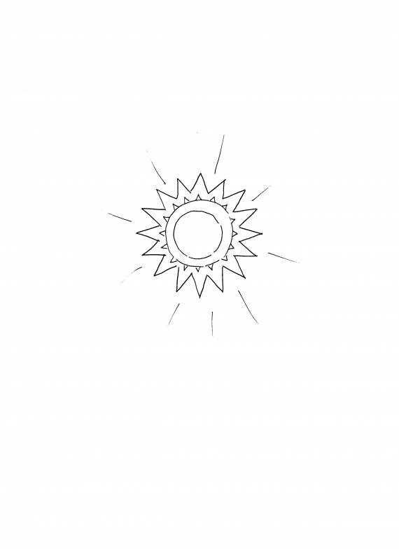 Tegnet bilde av sola.