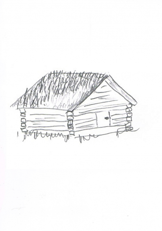 Tegning av et naust.