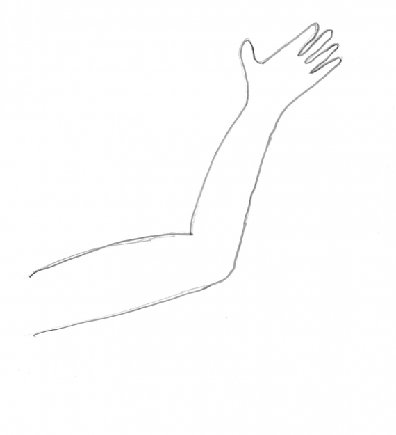 Tegning av en hånd.