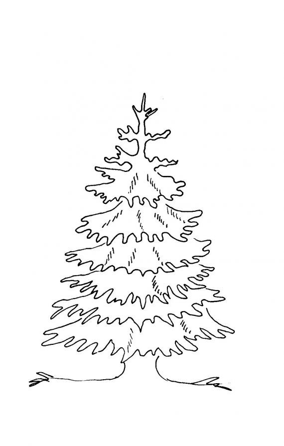 Tegnet bilde av en gran.
