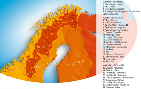 Bilde av Sápmi på et kart.