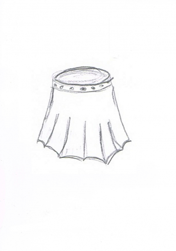 Tegning av et skjørt.