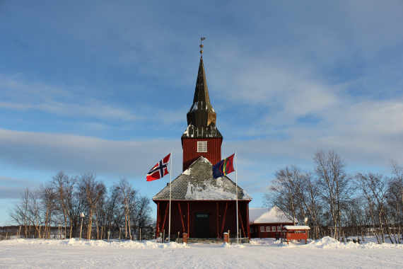 Kautokeino kirke om vinteren.