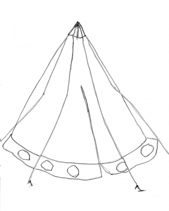 Tegning av en lavvo.