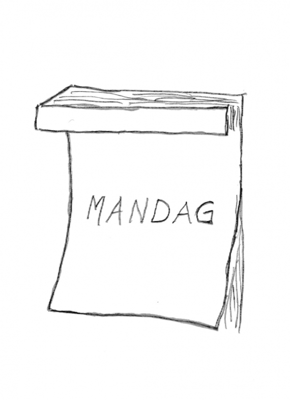 Tegning av en kalender.