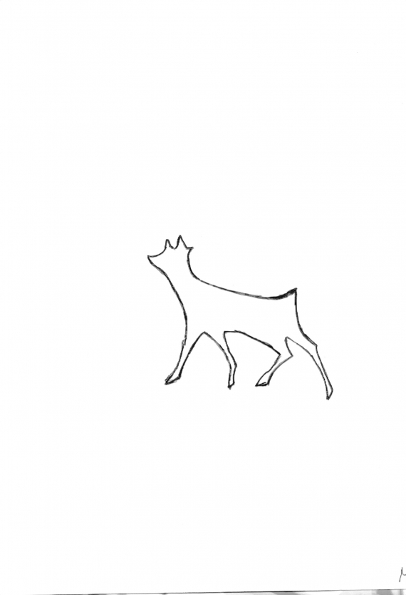 Tegning av en reinkalv.