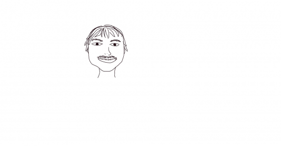 Tegning av en mann med bart.