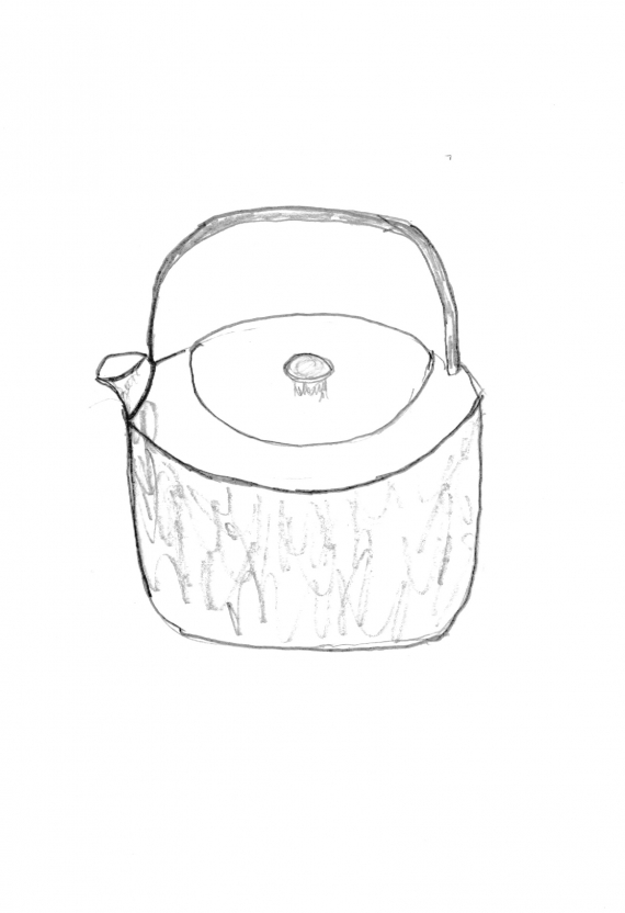 Tegning av en kaffekjele.