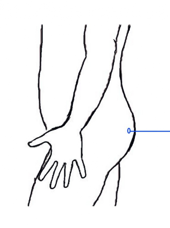 Tegning av en kropp med fokus på baken.