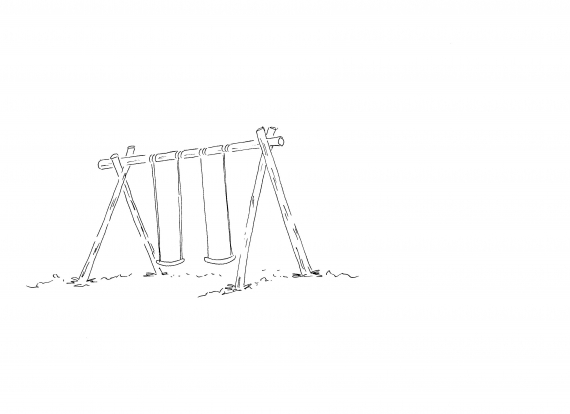 Huskestativ med to husker.