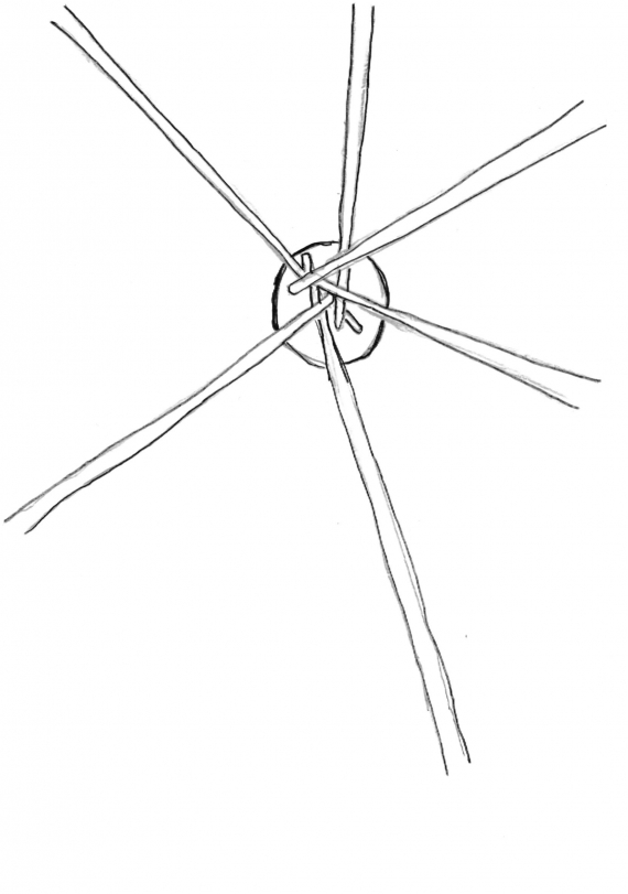 Tegning av røykhullet i en lavvo.