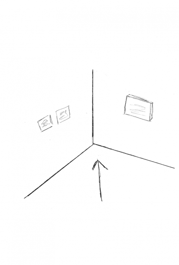 Tegning av et hjørne.