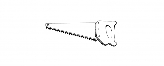 Håndsag med markerte tenner.