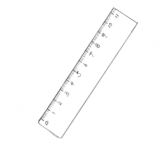 Tegning av en linjal.