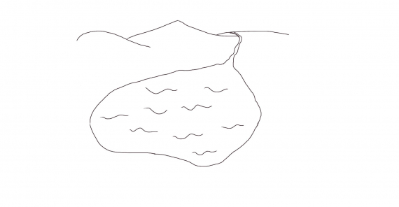 Tegning av en innsjø.