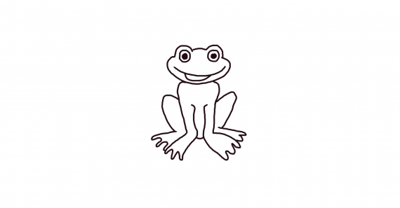 Tegning av en frosk.