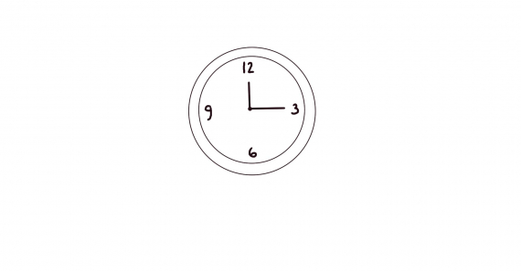 Tegning av en klokke.