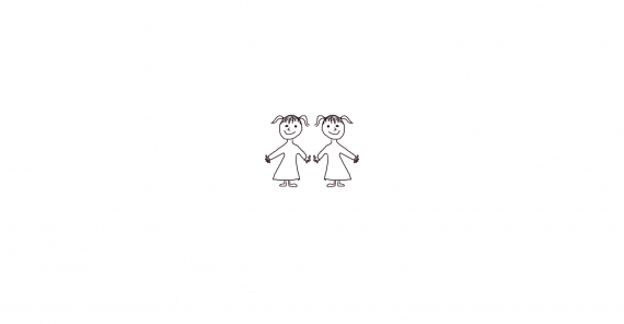 Tegning av tvillingjenter.