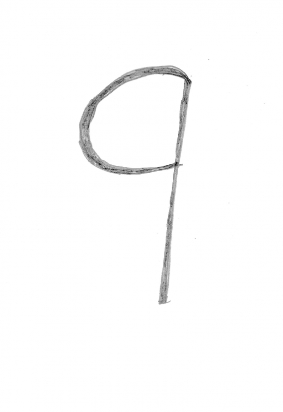 Tegning av tallet ni.