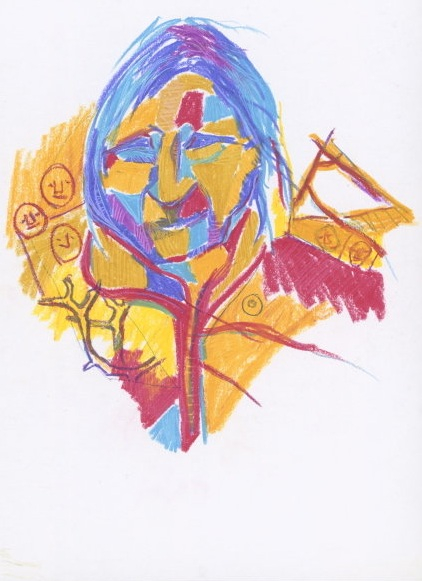 Kunst med motiv av en mann.