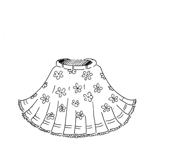 Skjørt med blomster.