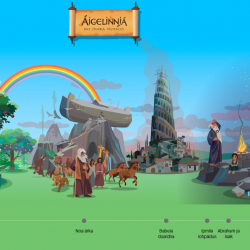 Oasáš Áigelinnjá oahpponeavvus, mas lea Noa árka, Bábela doardna ja Abraham.