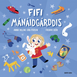 Bokomslag, illustrasjon av et barn som holder en kaninbamse.