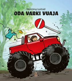 Bokomslag av en jente som sitter i en rød terrengbil.