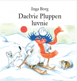 Omslag av en barnebok med tegning av en fantasifigur og en lemen og røyskatt.