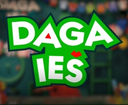 Tv skjerm med teksten Daga ieš. 
