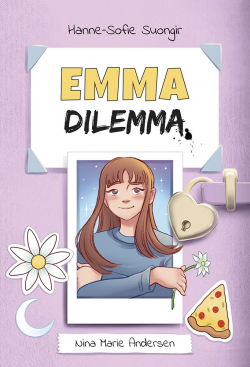 Omslag av boka Emma dilemma, med illustrasjon av en en ung pikes portrett. 
