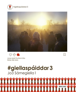 Bokomslag av boka Giellaspáiddár, med bilde av folk i reingjerde.